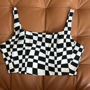 Black and White Groovy Checker Crop Top, Medium, Hyfve